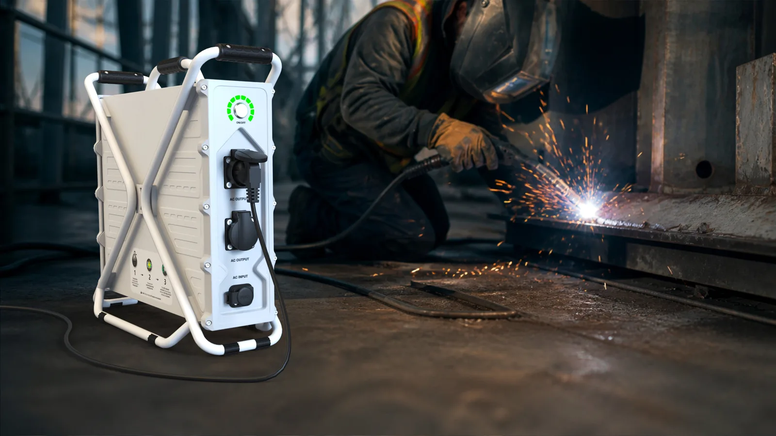 Escape PG3600-20000 powering an arc welder on site